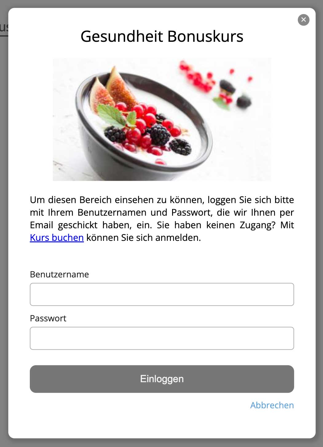 Einloggen in Bereich 1
