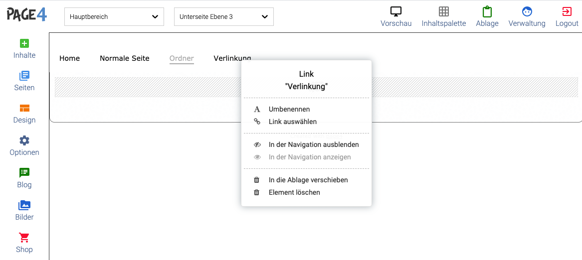 link rechte maus menu
