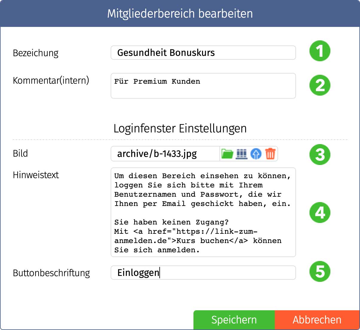 Mitgliederbereich bearbeiten 2