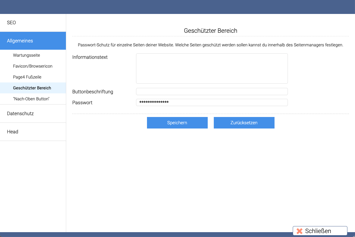 Optionen allgemein geschuetzer bereich optionen