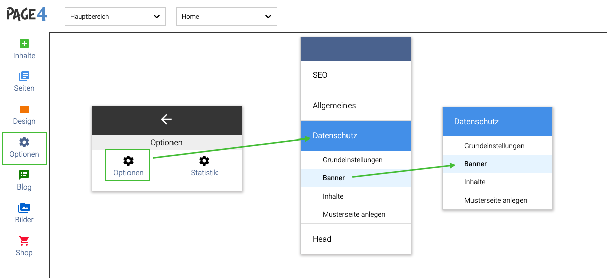 Optionen datenschutz banner