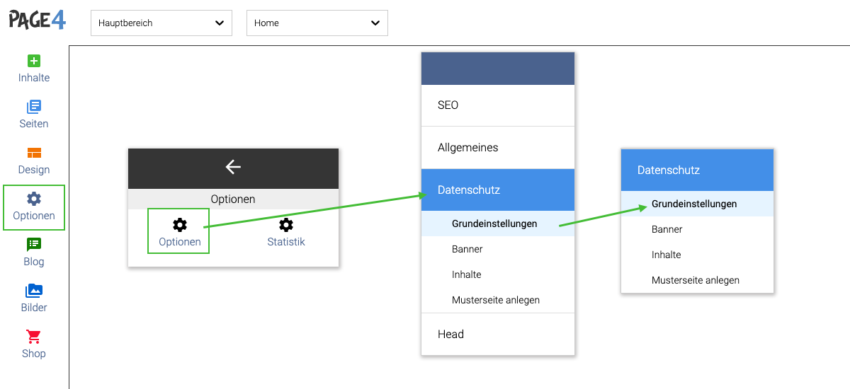 Optionen datenschutz grundeinstellungen