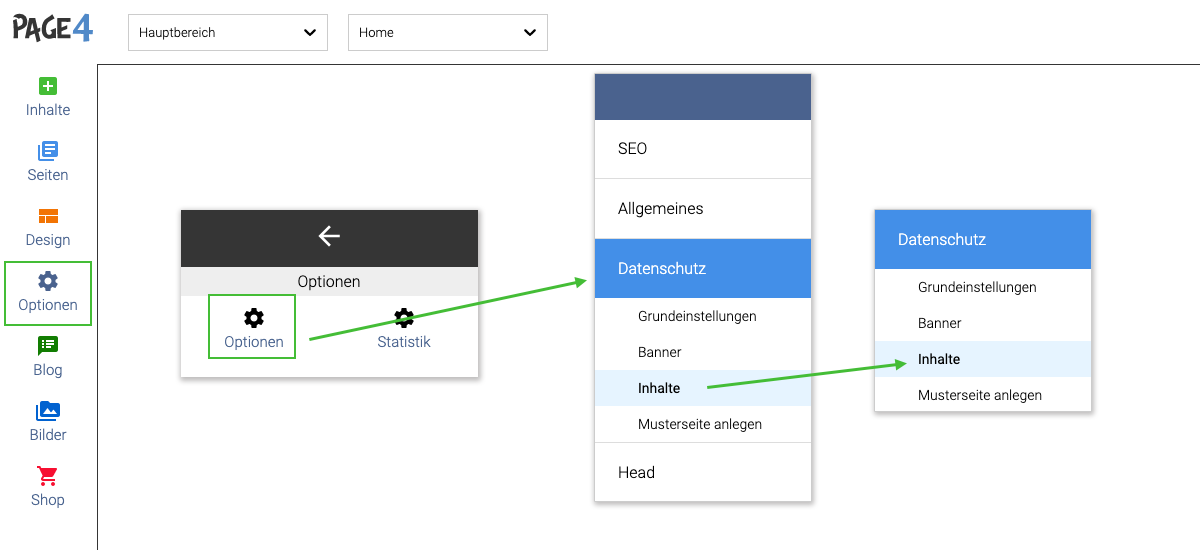 Optionen datenschutz inhalte