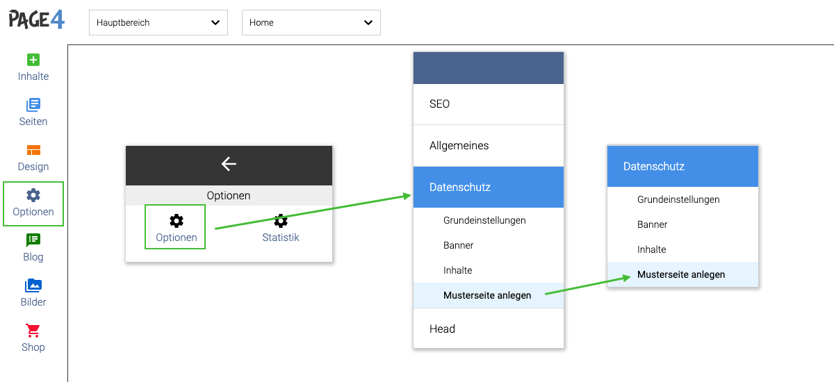 Optionen datenschutz musterseite