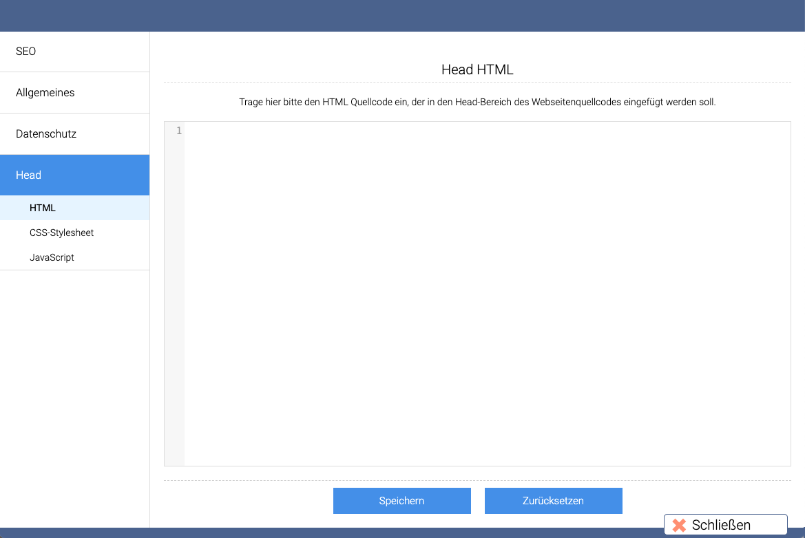 Optionen head html eingabe