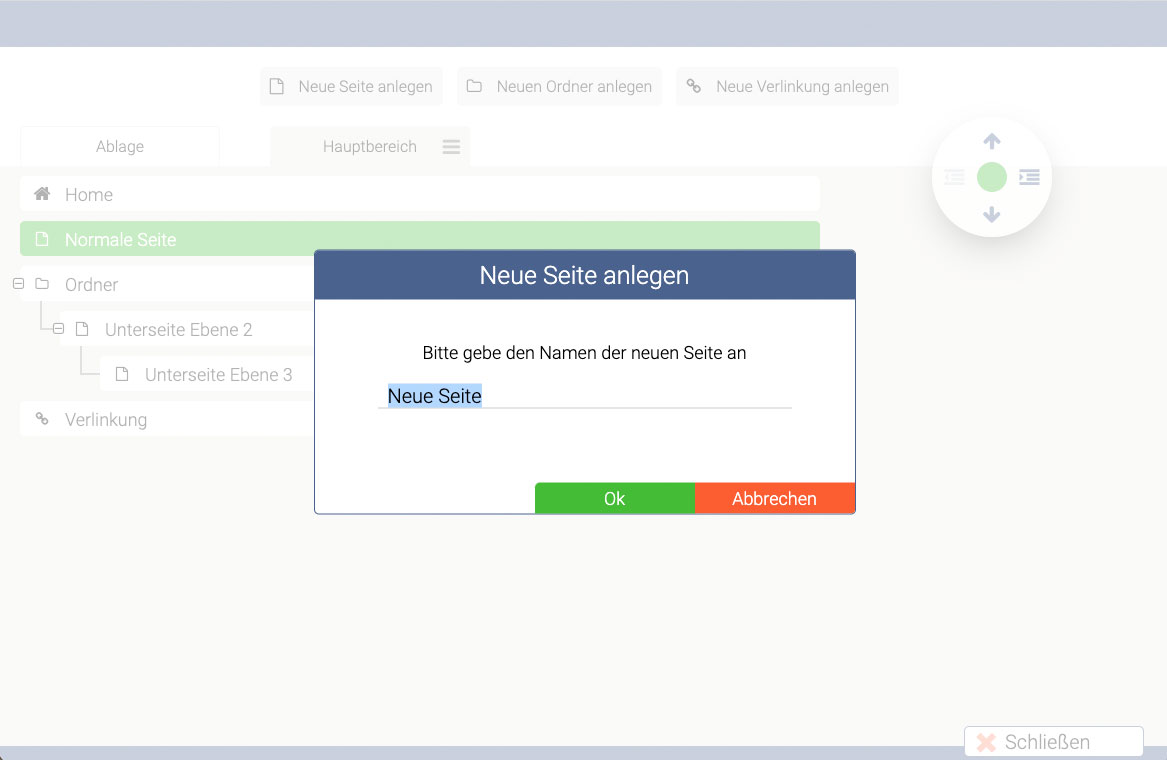 Seite anlegen verwaltung